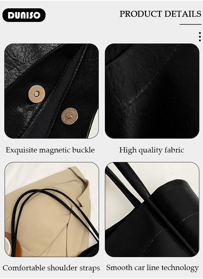 Women's Shoulder Tote Bag Faux Leather Handbag For Women Large Capacity Bucket Bag Fashionable Travel Messenger Shoulder Bag For Ladies Girls College Students