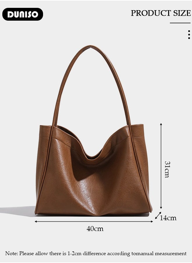 Women's Shoulder Tote Bag Faux Leather Handbag For Women Large Capacity Bucket Bag Fashionable Travel Messenger Shoulder Bag For Ladies Girls College Students