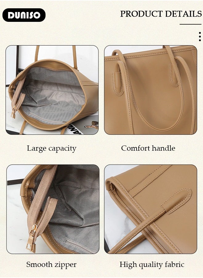 Women's Shoulder Tote Bag Faux Leather Handbag For Women Large Capacity Bucket Bag Fashionable Travel Messenger Shoulder Bag For Ladies Girls College Students