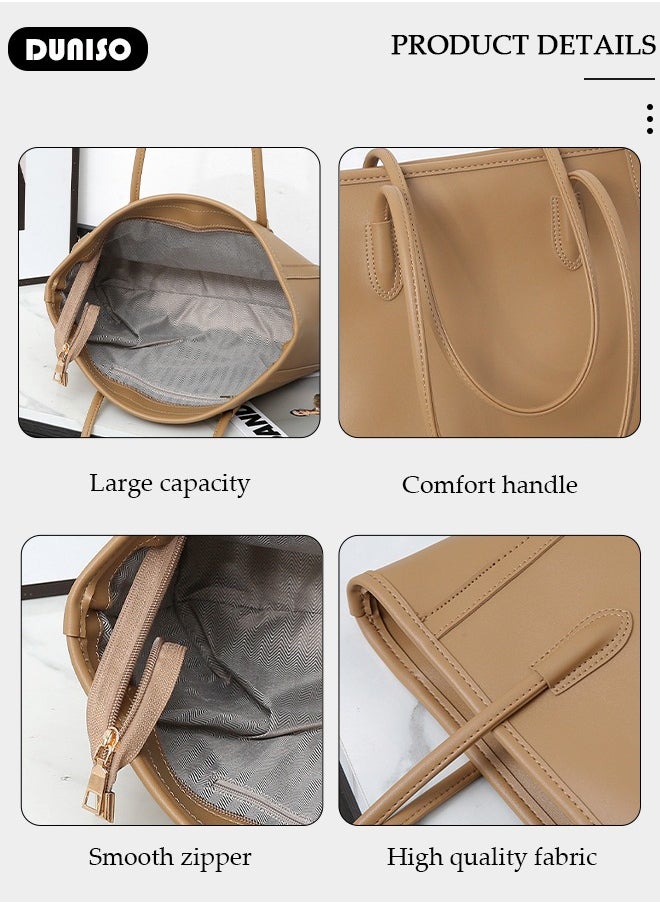 Women's Shoulder Tote Bag Faux Leather Handbag For Women Large Capacity Bucket Bag Fashionable Travel Messenger Shoulder Bag For Ladies Girls College Students