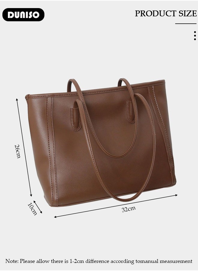 Women's Shoulder Tote Bag Faux Leather Handbag For Women Large Capacity Bucket Bag Fashionable Travel Messenger Shoulder Bag For Ladies Girls College Students