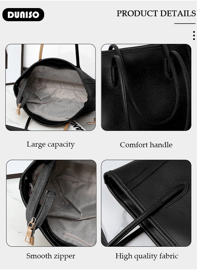 Women's Shoulder Tote Bag Faux Leather Handbag For Women Large Capacity Bucket Bag Fashionable Travel Messenger Shoulder Bag For Ladies Girls College Students