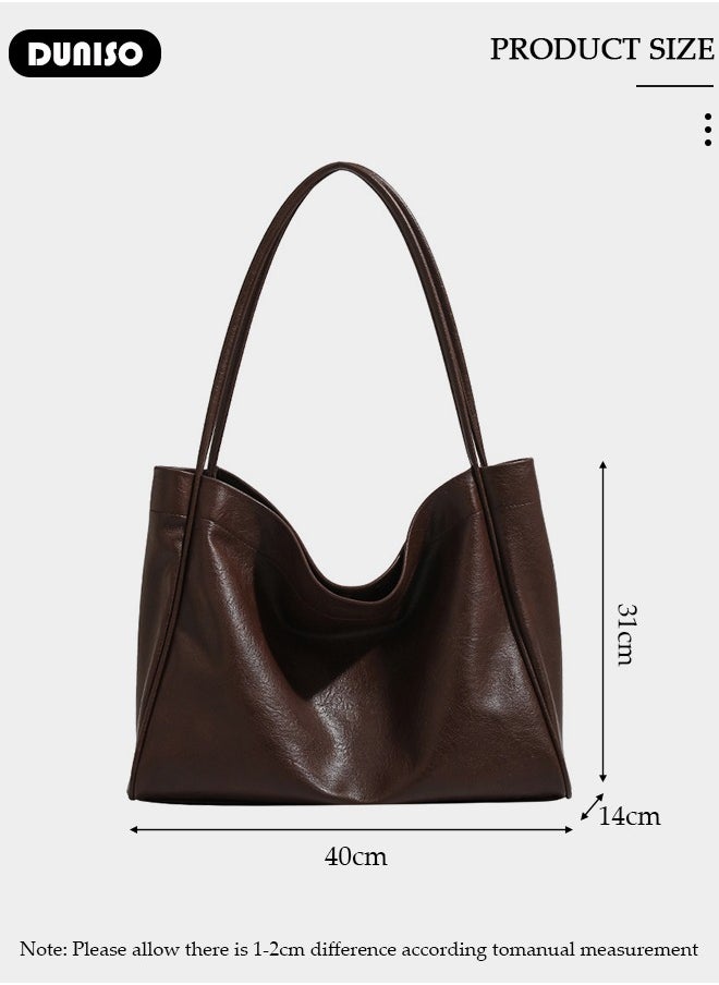 Women's Shoulder Tote Bag Faux Leather Handbag For Women Large Capacity Bucket Bag Fashionable Travel Messenger Shoulder Bag For Ladies Girls College Students