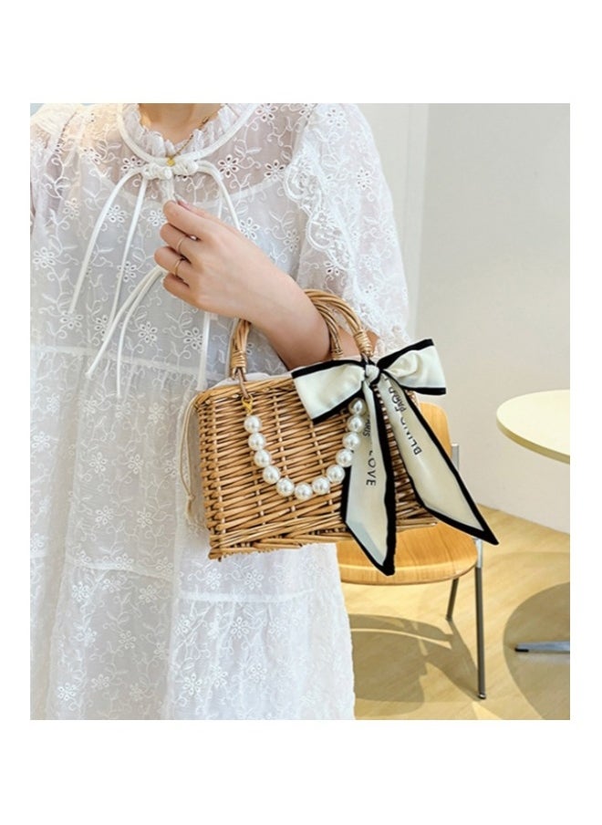 New Casual Straw Woven Bag with A Textured Crossbody Bag