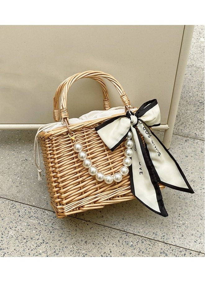 New Casual Straw Woven Bag with A Textured Crossbody Bag