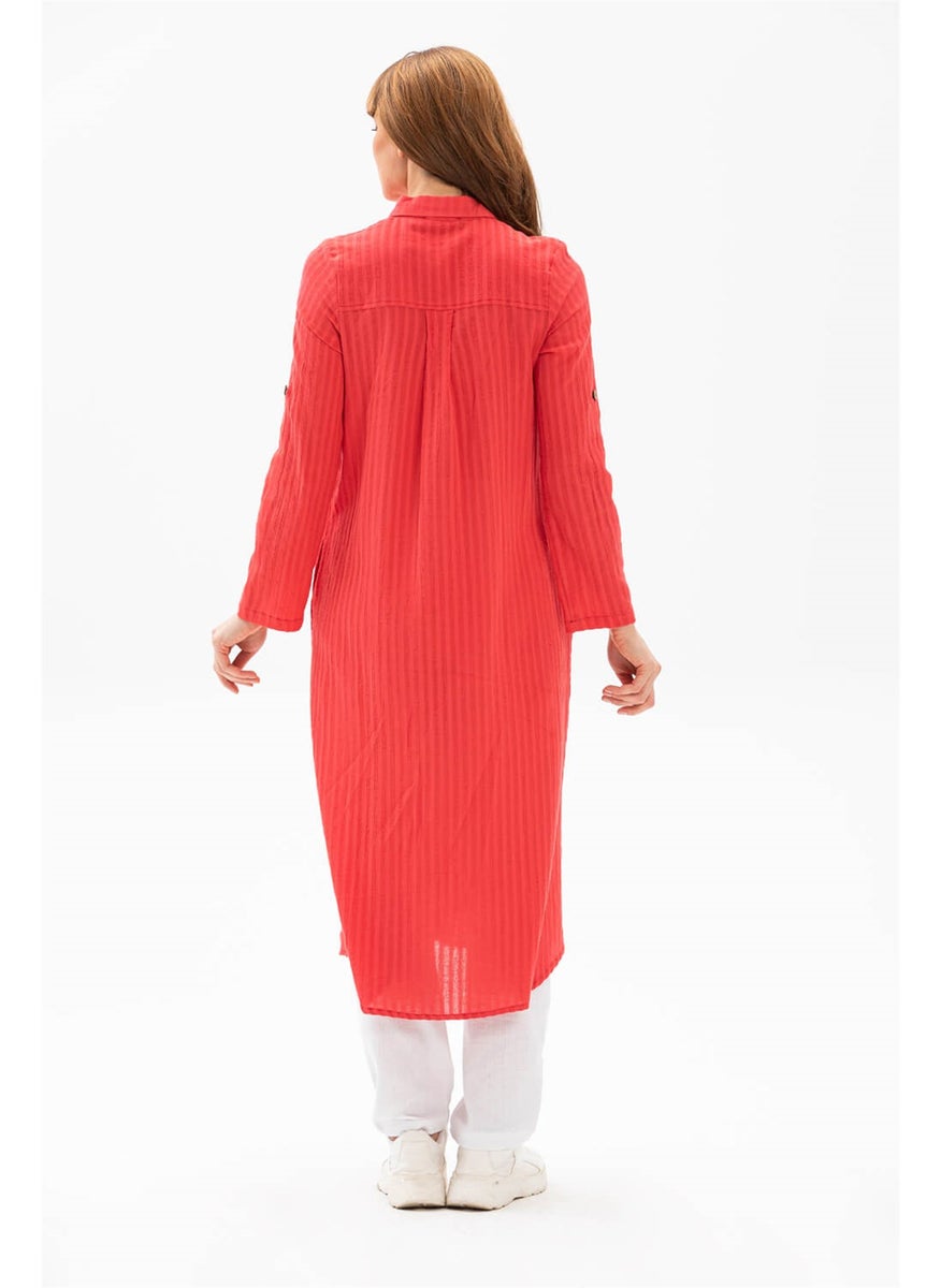 Long Sleeve Collar Seeker Tunic Coral Mrcn