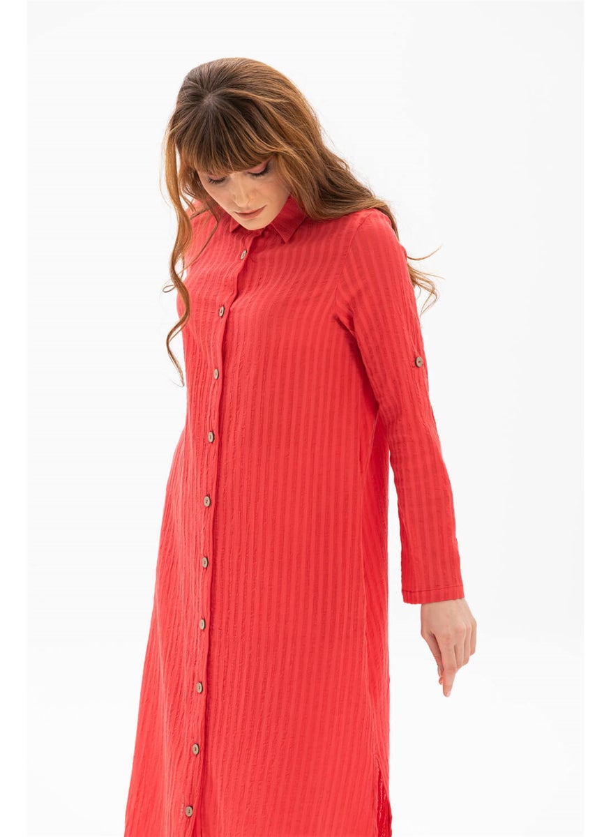 Long Sleeve Collar Seeker Tunic Coral Mrcn