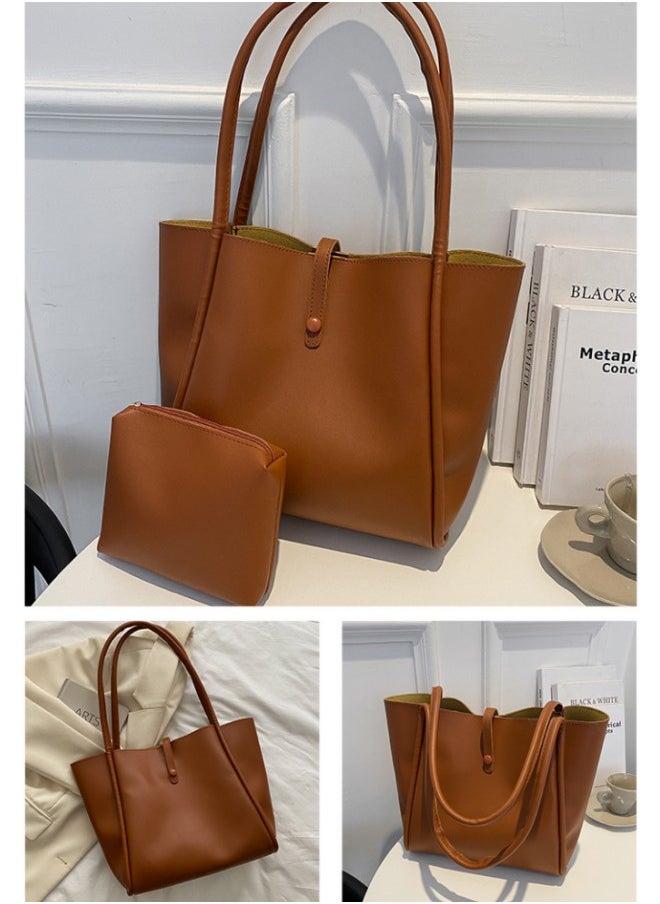 Korean Version of Solid Color Mother Bag New Women's Bag Simple Portable Tote Bag Large Capacity Fashion Shoulder Bag