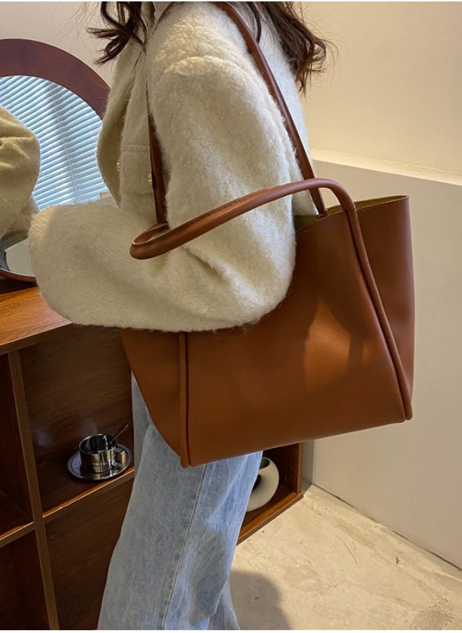 Korean Version of Solid Color Mother Bag New Women's Bag Simple Portable Tote Bag Large Capacity Fashion Shoulder Bag