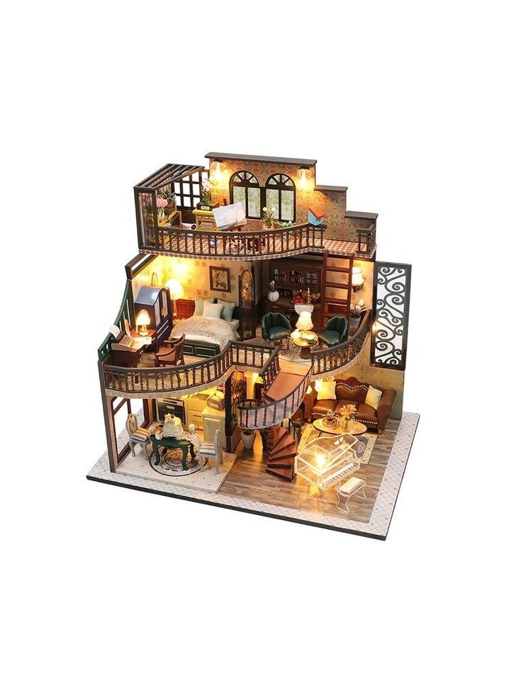 3D baby house kit with miniature miniature LED lights Dollhouse Children's Girls Colour:Colourful model:1