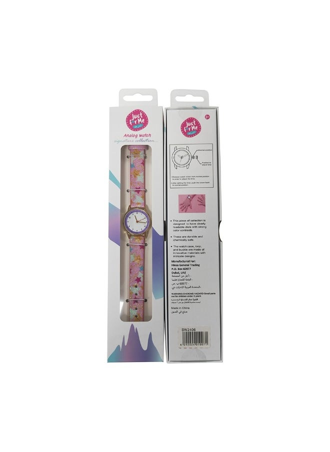 Just For Me Colorful Stars Analog Watch with Fabric Strap