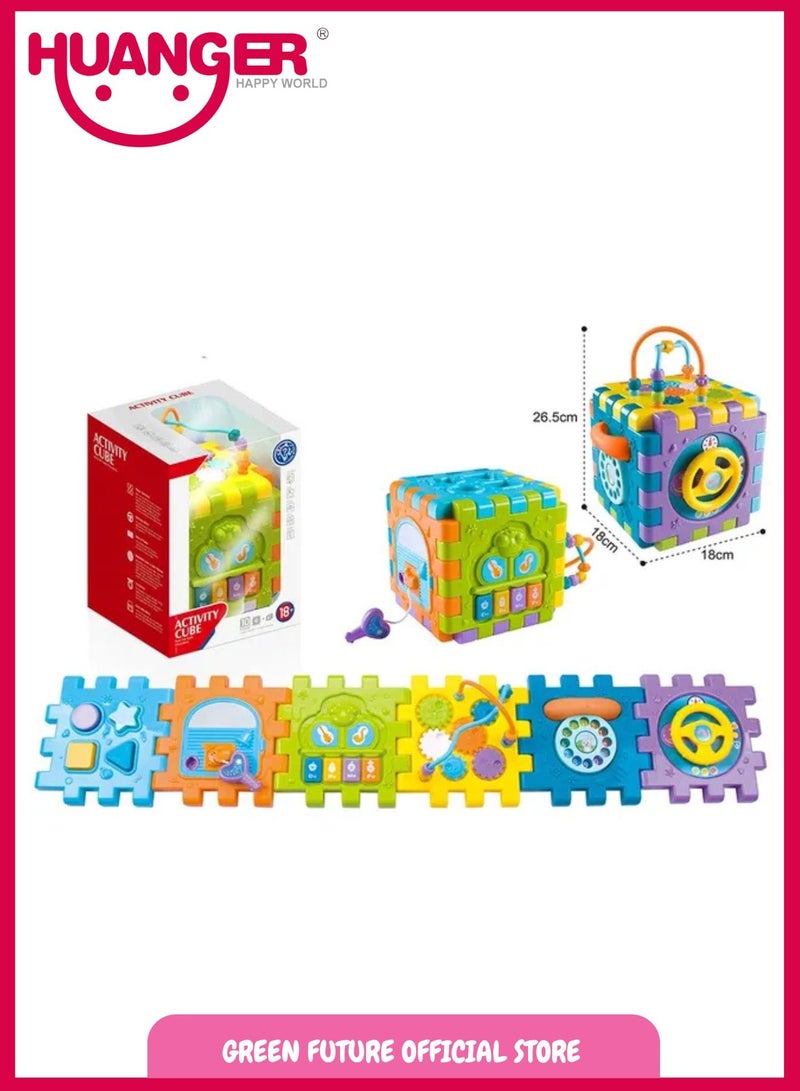 Baby Activity Cube for Toddlers – Early Learning Toy with Gears, Music, Shapes, and Steering Wheel – Educational and Developmental Play for Enhancing Fine Motor Skills and Sensory Fun