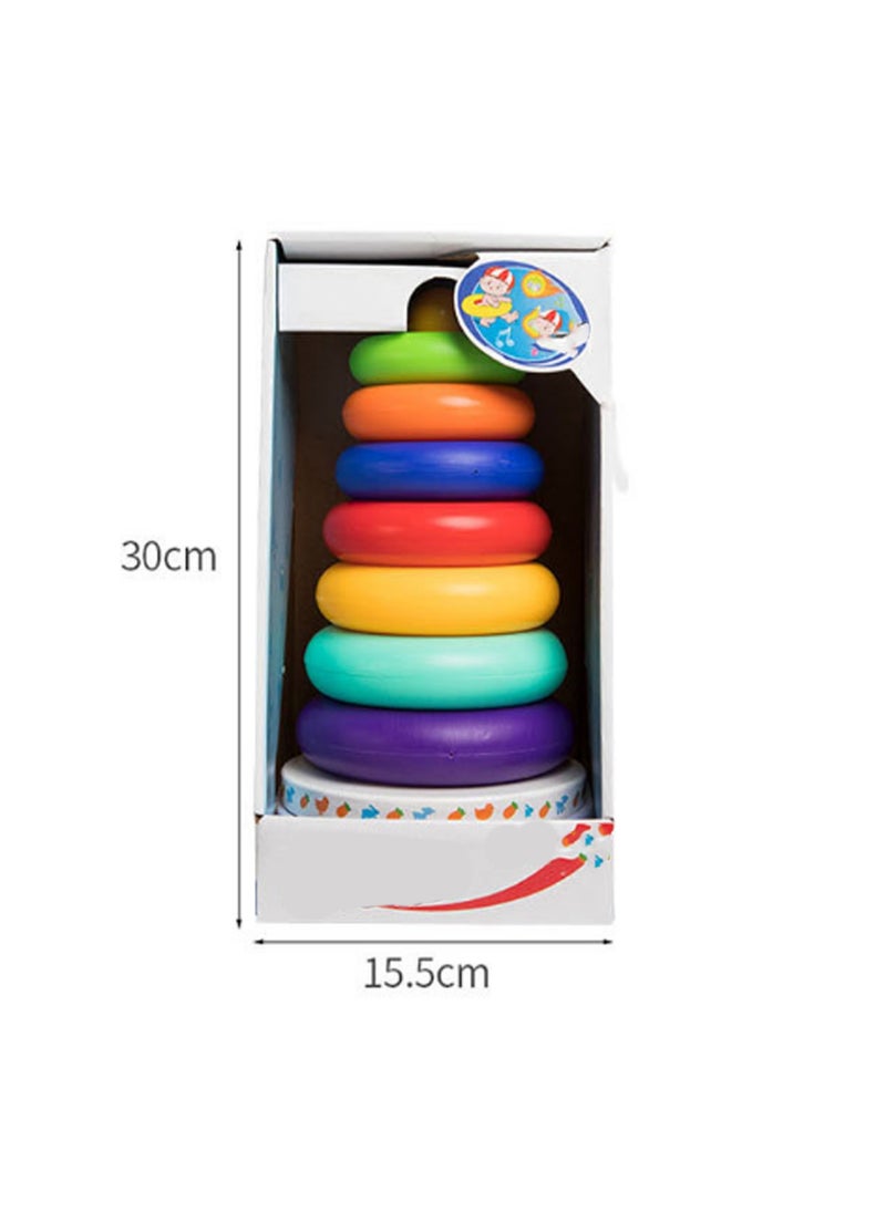 Rainbow Ring Baby Stacking Toy Children'S Educational Toy 0-2 Years Old Colorful Ring Music Rainbow Tower Tumbler