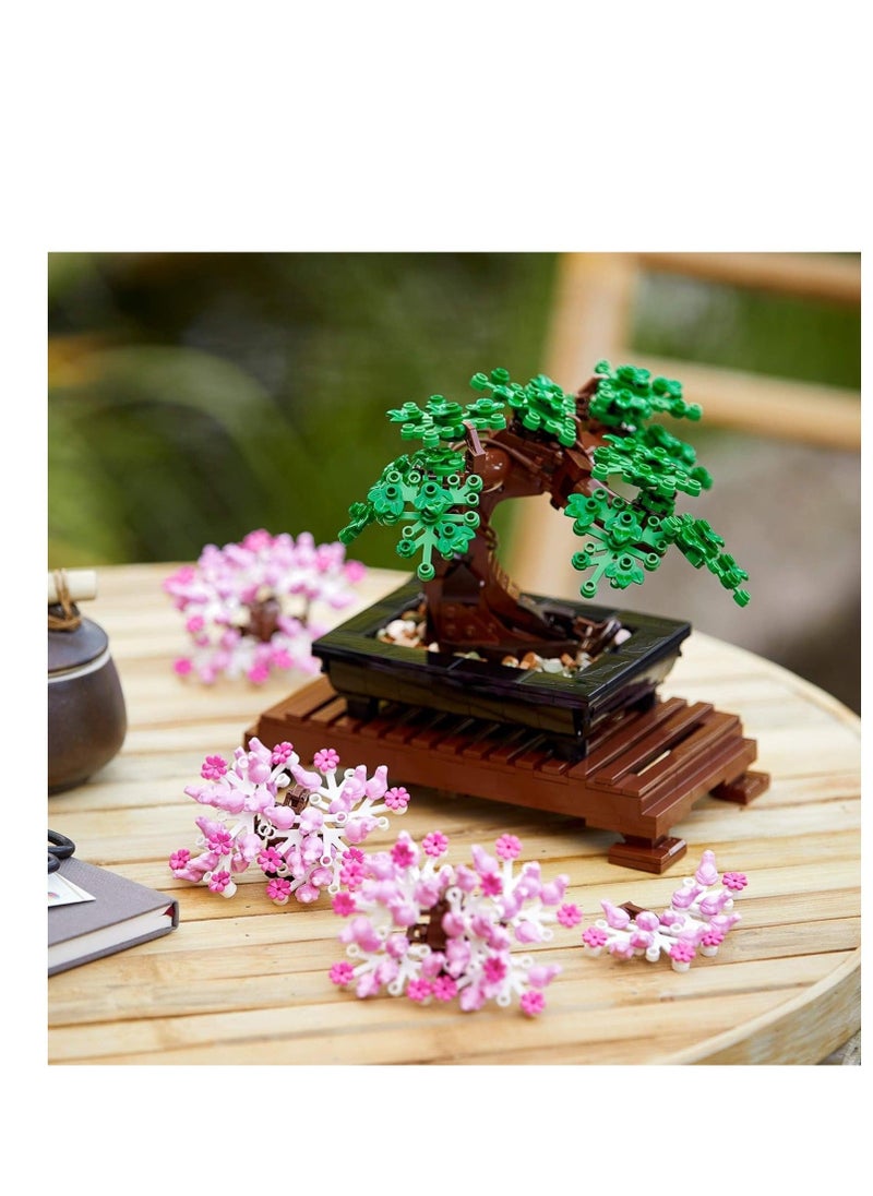 Bonsai Tree Building Sets, Featuring Cherry Blossom Flowers, DIY Plant Model for Adults, Creative Gift for Home Décor and Office Art, Botanical Collection Design Kit, Present for Kids and Adults