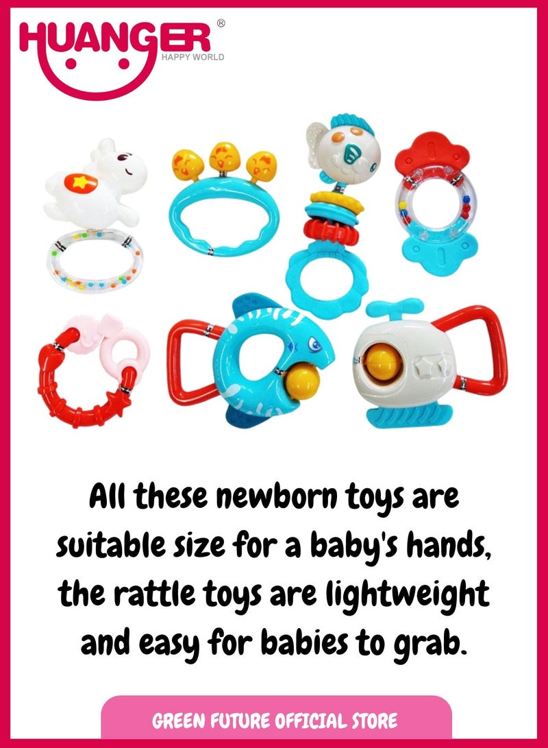 Baby Rattle Sensory Set with Teethers & Toys for Newborns   7 Pieces for Early Development, Sensory Play, and Teething Relief