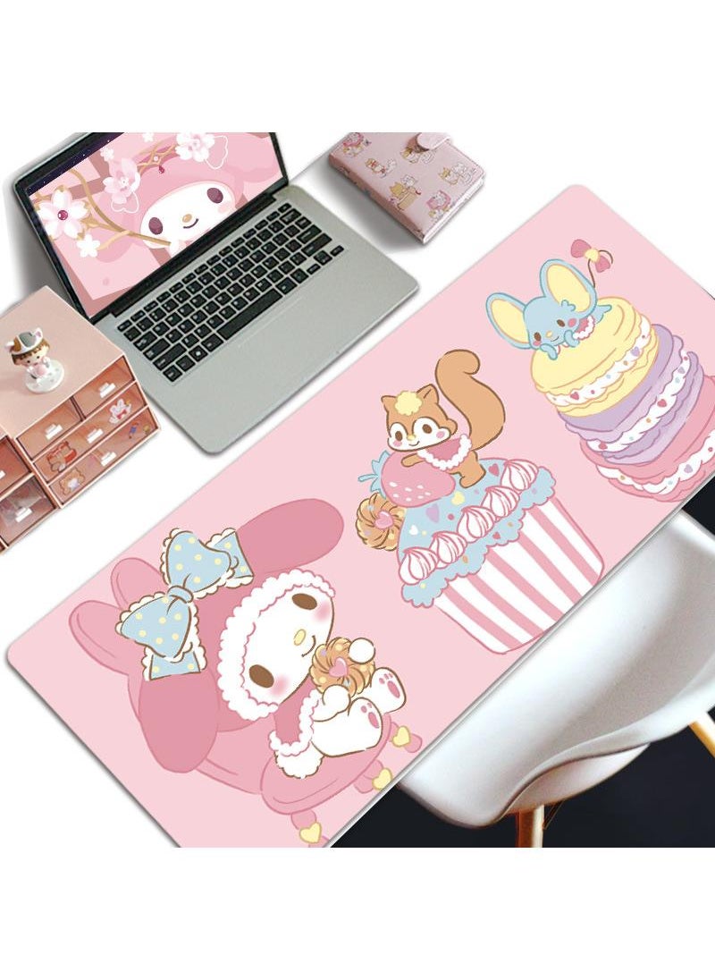 My Melody Girls Gift Gaming Mouse Pad Extended Large Mat Desk Pad Stitched Edges Mousepad Long Mouse Pad And Non-Slip Rubber Base Mice Pad 800X300X4mm