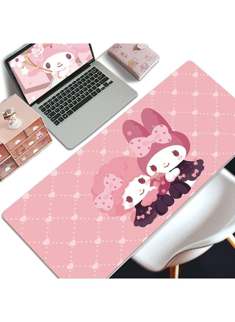 My Melody Girls Gift Gaming Mouse Pad Extended Large Mat Desk Pad Stitched Edges Mousepad Long Mouse Pad And Non-Slip Rubber Base Mice Pad 800X300X4mm