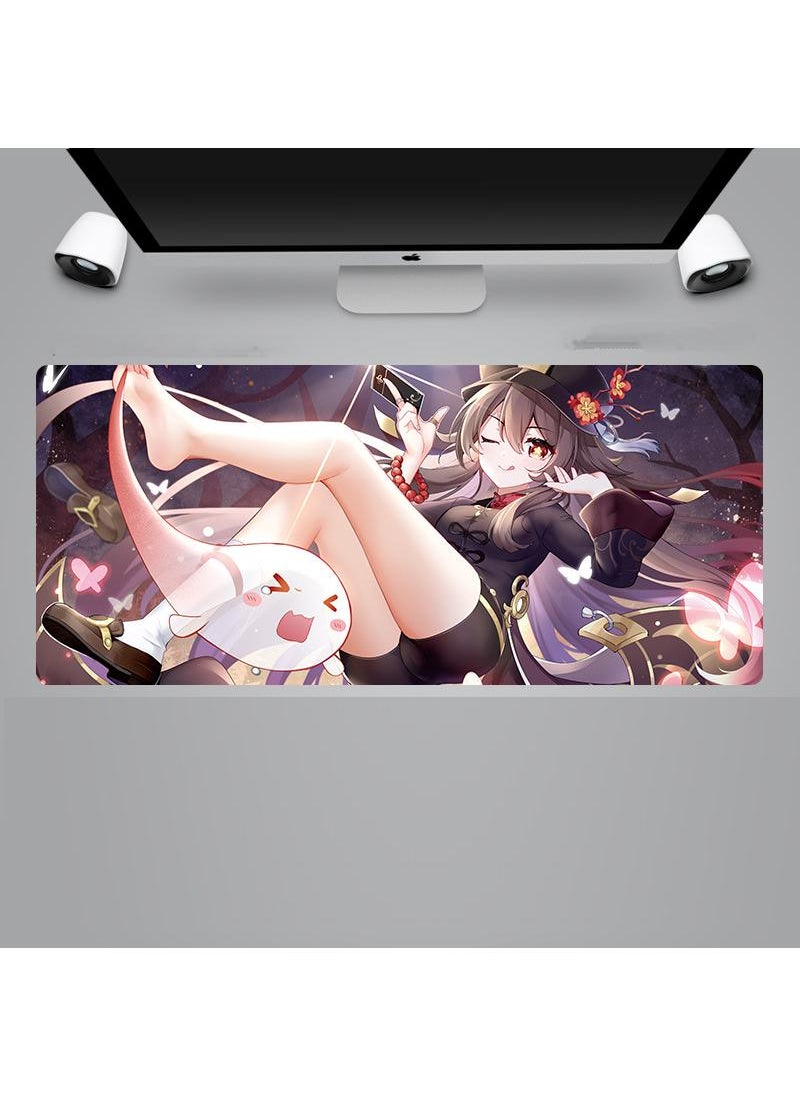 Genshin Anime Gaming Mouse Pad Extended Large Mat Desk Pad Stitched Edges Mousepad Long Mouse Pad And Non-Slip Rubber Base Mice Pad 900X400X4mm