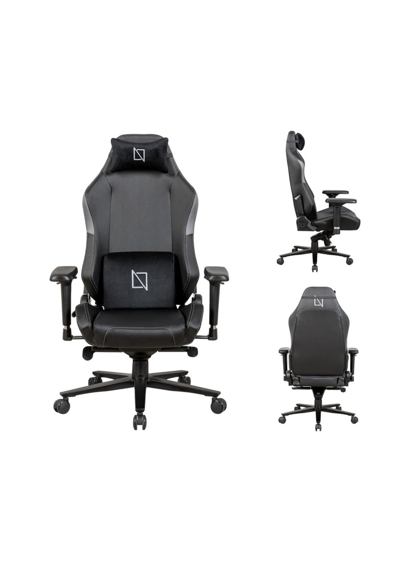 Navodesk APEX CORE Ergonomic Gaming Chair with Lumbar and Memory Foam Headrest Pillow Computer Gaming Chair with Armrest Cloud Leather GREY