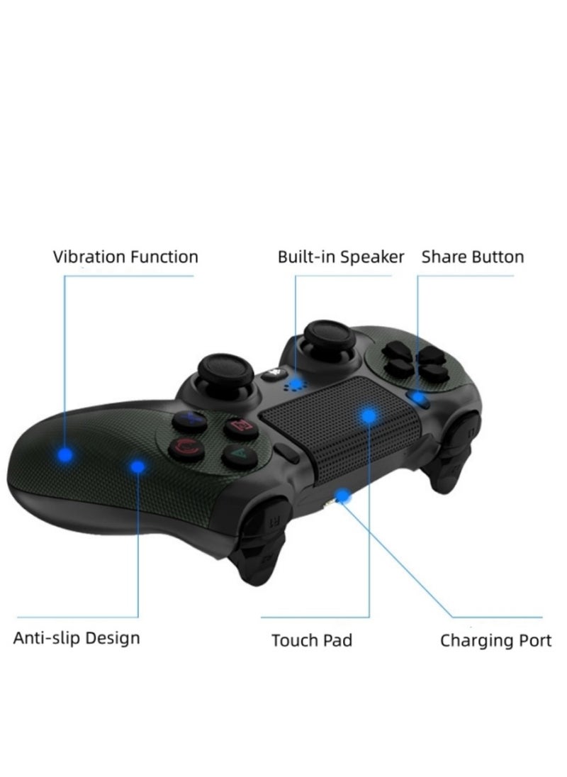 Wireless Controller for PS4/PS4 Slim/PS4 Pro/PC, Anti-Slip Gamepad Hand Joystick with USB Cable & Dual Vibration & Clickable Touchpad & Audio Function & LED Light