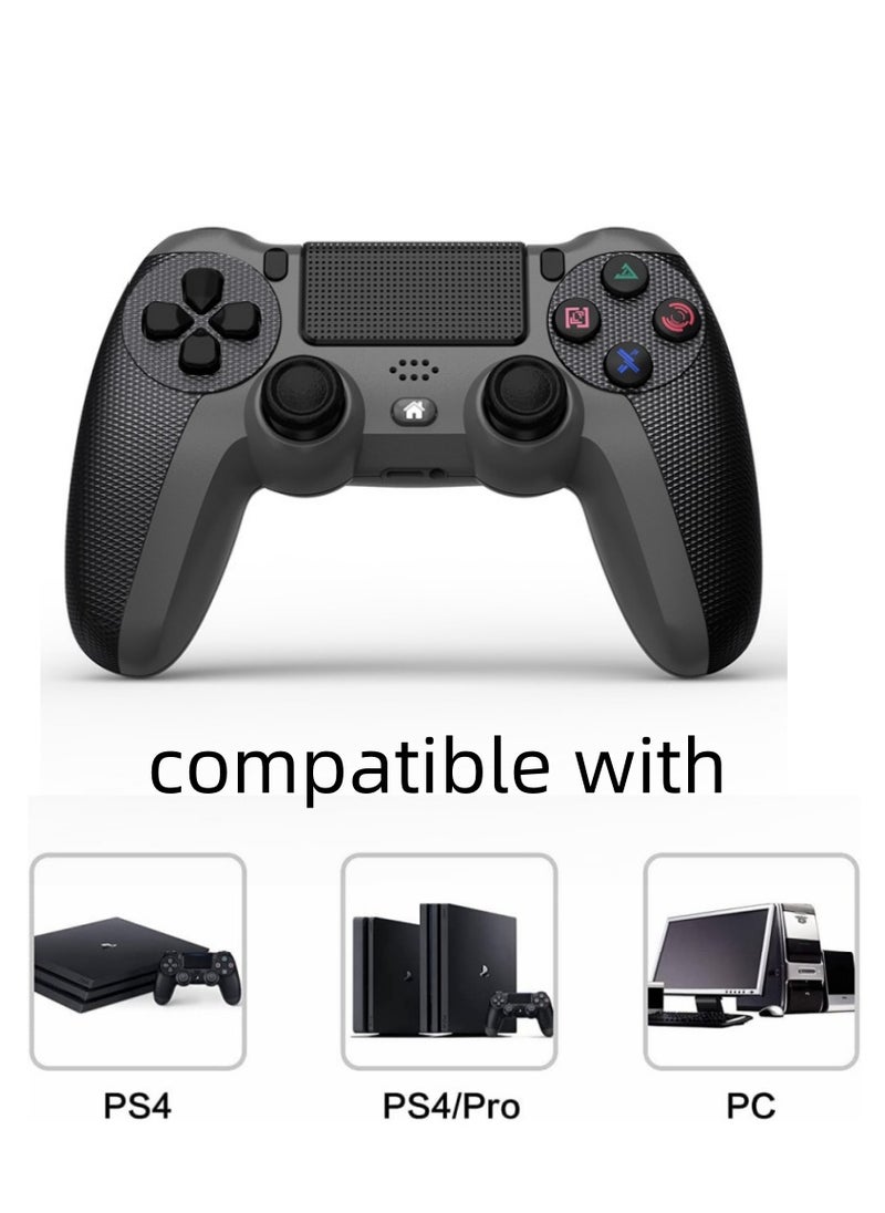 Wireless Controller for PS4/PS4 Slim/PS4 Pro/PC, Anti-Slip Gamepad Hand Joystick with USB Cable & Dual Vibration & Clickable Touchpad & Audio Function & LED Light