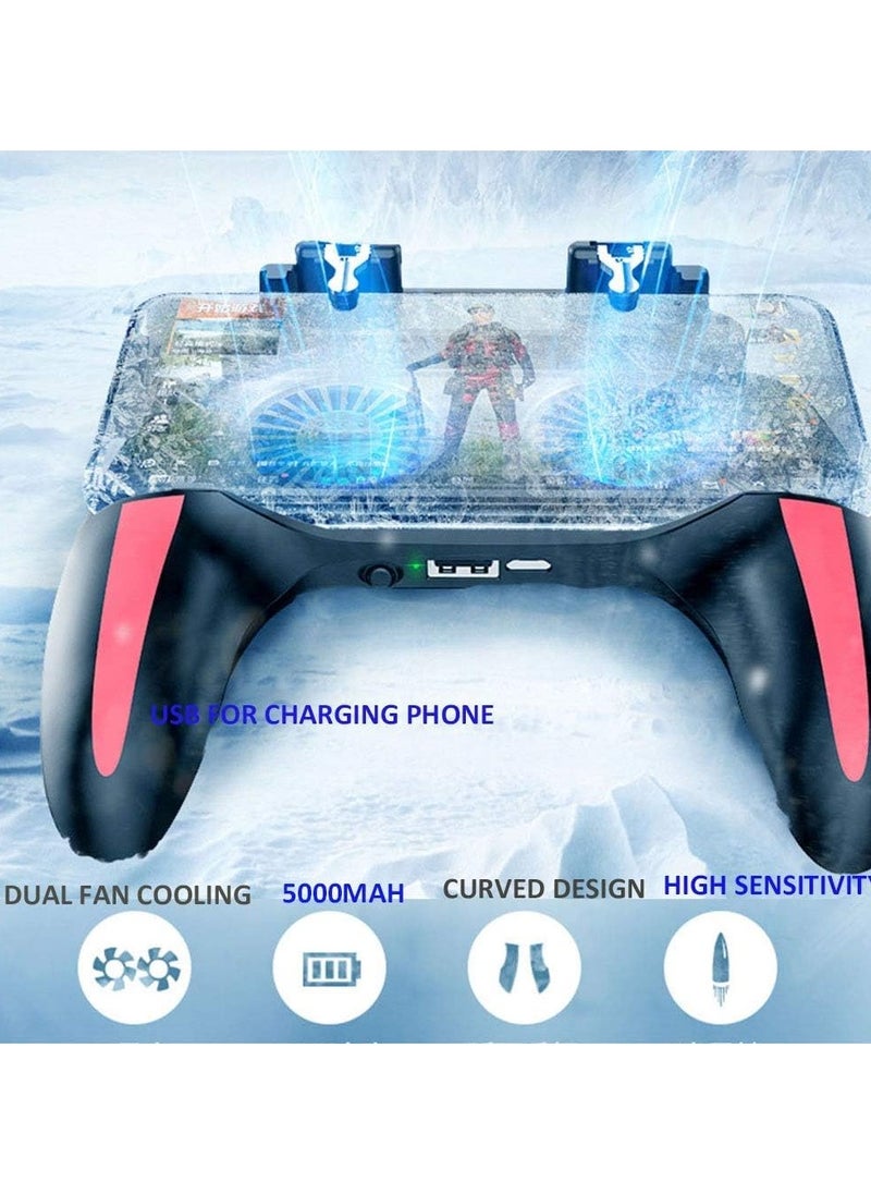 PUBG Mobile Controller, H10 Double Fan Cooling Mobile Gamepad, Rules of Survival Gaming Joysticks with Sensetive Shooting Feel, Compatible with 4.7-6.0 inch Phone Accessories