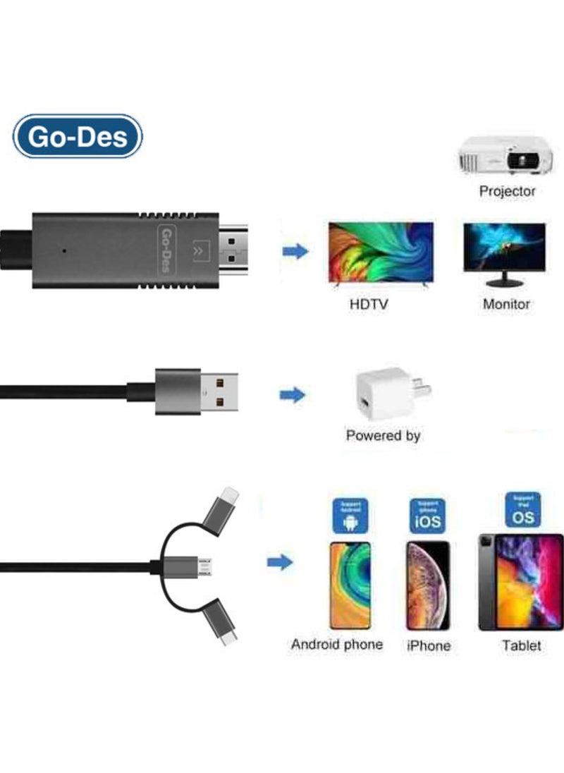 Plug and Play Mobile Phone Cable – Fast Charging & Data Transfer for Android and iOS Devices