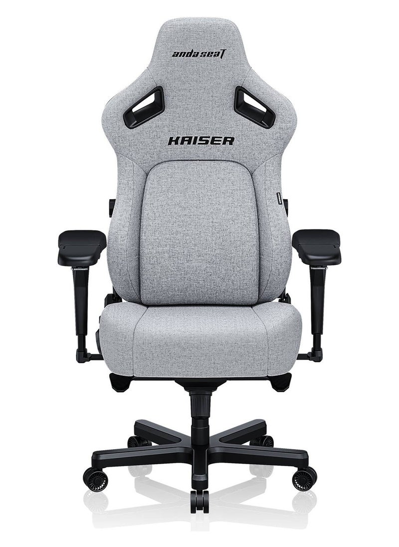 AndaSeat Kaiser 4 Large Gaming Chair, EverSoft Linen Fabric Surface Material, 65mm PU-Coated Casters, Class-4 Gas Piston, High-Density Cold-Cure Foam, 5D Armrest, Grey | AD12YDDC-L-20-G-CF