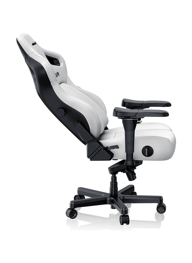 AndaSeat Kasier 4 Series Premium Gaming Chair, 5° Sloping Seat Base, Pop-out Lumbar, 5D Armrests, Up to 180kg Max Weight, Premium PVC Leather, XL, Cloudy White | AD12YDDC-XLL-20-W-PVC