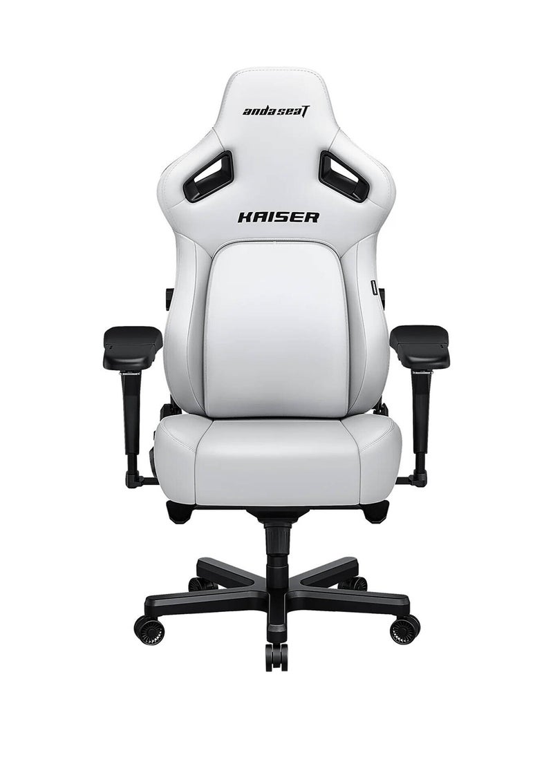 AndaSeat Kasier 4 Series Premium Gaming Chair, 5° Sloping Seat Base, Pop-out Lumbar, 5D Armrests, Up to 180kg Max Weight, Premium PVC Leather, XL, Cloudy White | AD12YDDC-XLL-20-W-PVC