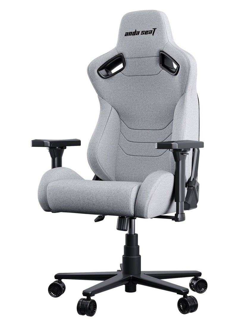 AndaSeat Kaiser Frontier Extra Large Gaming Chair, Linen Fabric Surface Material, 65mm PU Cover Casters, 100% Titanium Steel Fram, 4D Armrest, Grey | AD12YXL-17-G-F