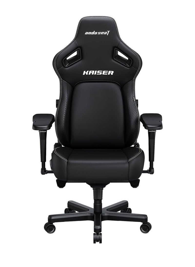 AndaSeat Kaiser 4 Large Gaming Chair, ArteDiPelle Synthetic Leather Surface Material, 65mm PU-Coated Casters, Class-4 Gas Piston, High-Density Cold-Cure Foam, 5D Armrest, Black | AD12YDDC-L-20-B-PVC