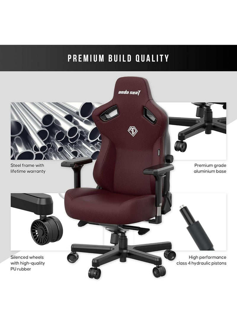 AndaSeat Kaiser 3 Series Premium Ergonomic Gaming/Office Chair, Premium PVC Leather, Large, Heavy-duty Aluminum Wheel Base, 65MM PU Covered Wheels, CLASSIC MAROON | AD12YDC-L-01-A-PVC