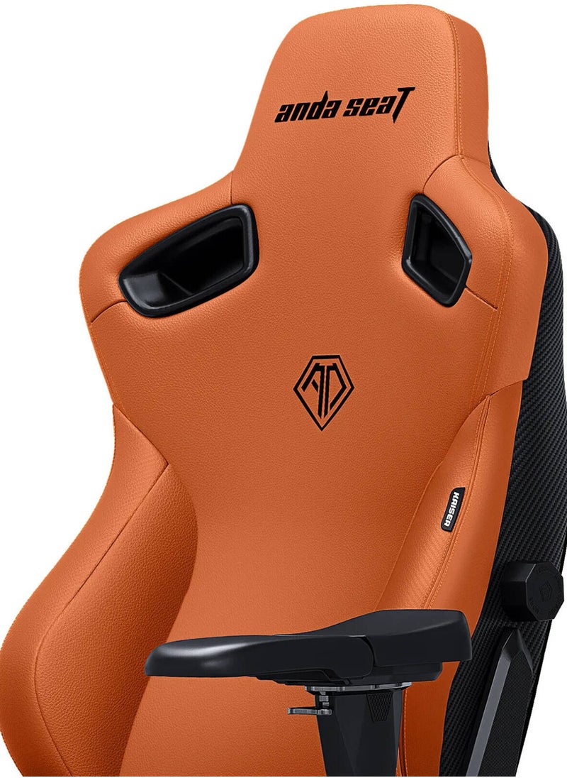 AndaSeat Kaiser 3 Series Premium Gaming Chair, Premium PVC Leather, Large, Heavy-Duty Aluminum Wheel Base, Class-4 Gas Piston, 5MM PU Covered Wheels, Blaze Orange | AD12YDC-L-01-O-PVC