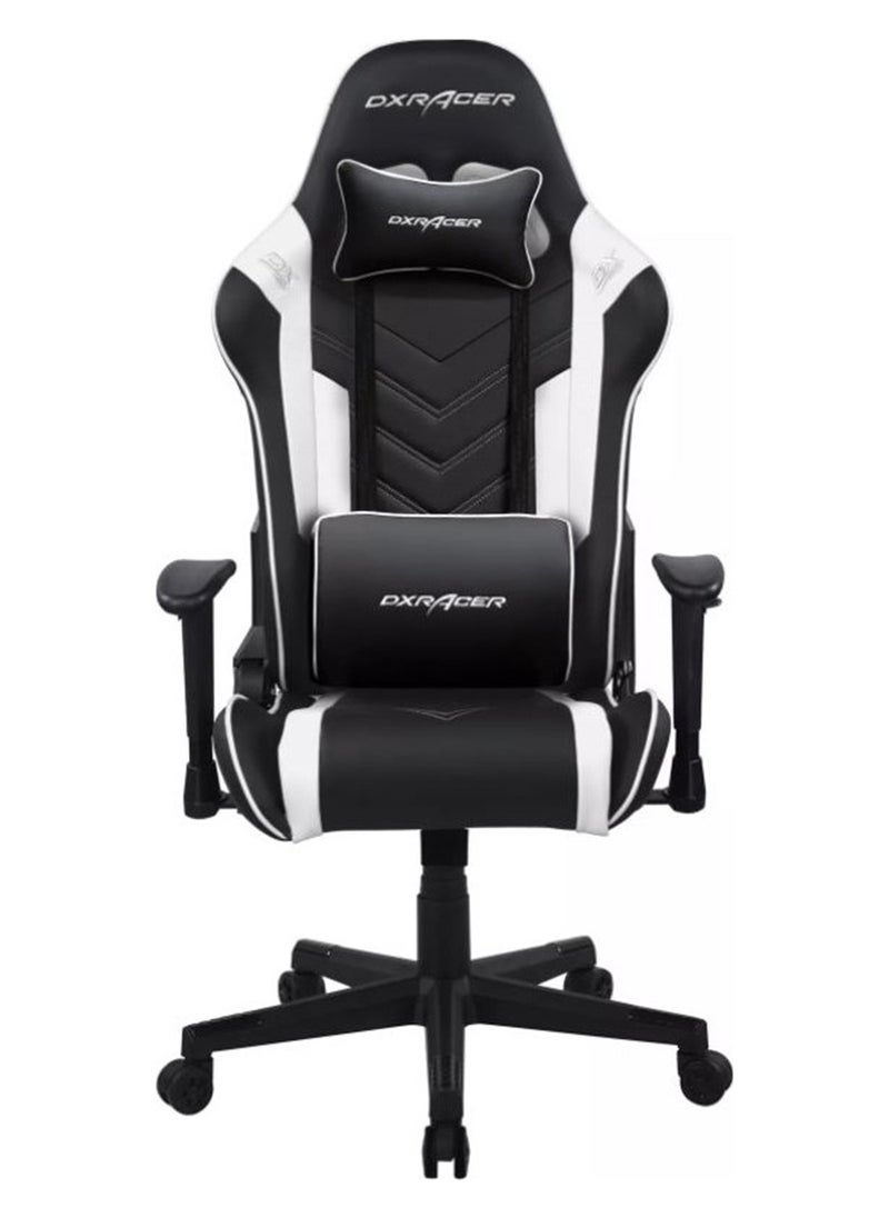 DXRacer Prince Series P132 Gaming Chair, 1D Armrests with Soft Surface, Black and White | GC-P132-NW-F2-158