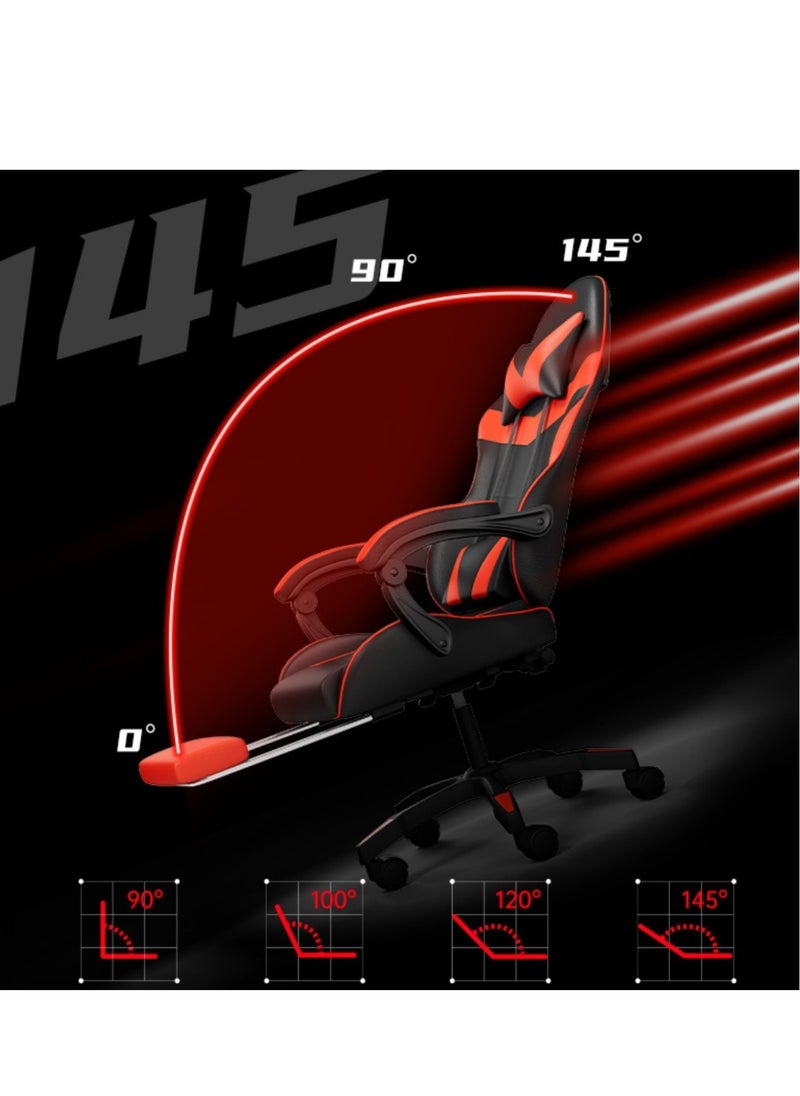 Gaming Chair with Footrest, Racing Gaming Chair, Computer Gamer Chair Ergonomic Game Chair with Adjustable Headrest and Lumbar Support