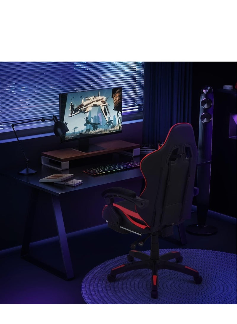 Gaming Chair with Footrest, Racing Gaming Chair, Computer Gamer Chair Ergonomic Game Chair with Adjustable Headrest and Lumbar Support