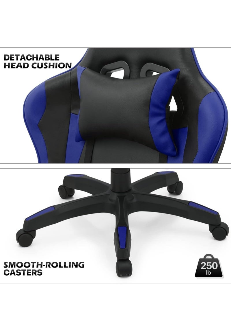 Gaming Chair with Footrest, Racing Gaming Chair, Computer Gamer Chair Ergonomic Game Chair with Adjustable Headrest and Lumbar Support