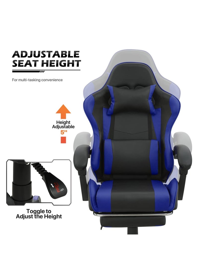 Gaming Chair with Footrest, Racing Gaming Chair, Computer Gamer Chair Ergonomic Game Chair with Adjustable Headrest and Lumbar Support