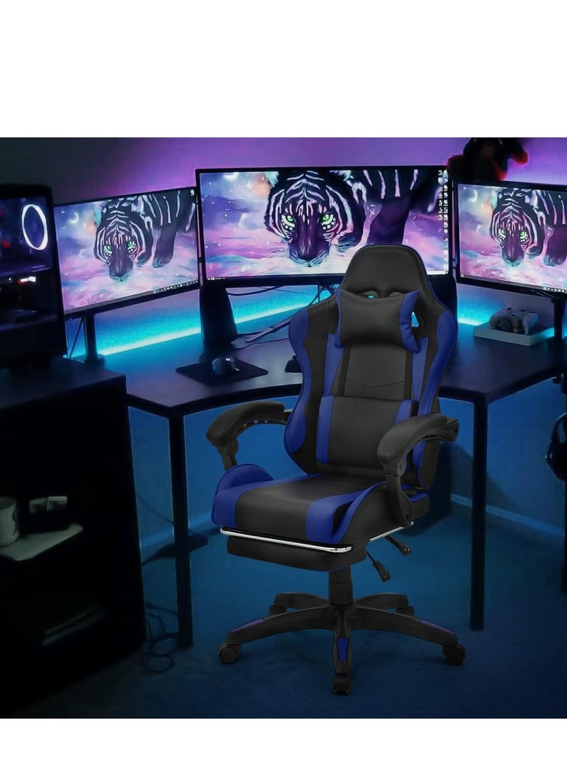 Gaming Chair with Footrest, Racing Gaming Chair, Computer Gamer Chair Ergonomic Game Chair with Adjustable Headrest and Lumbar Support