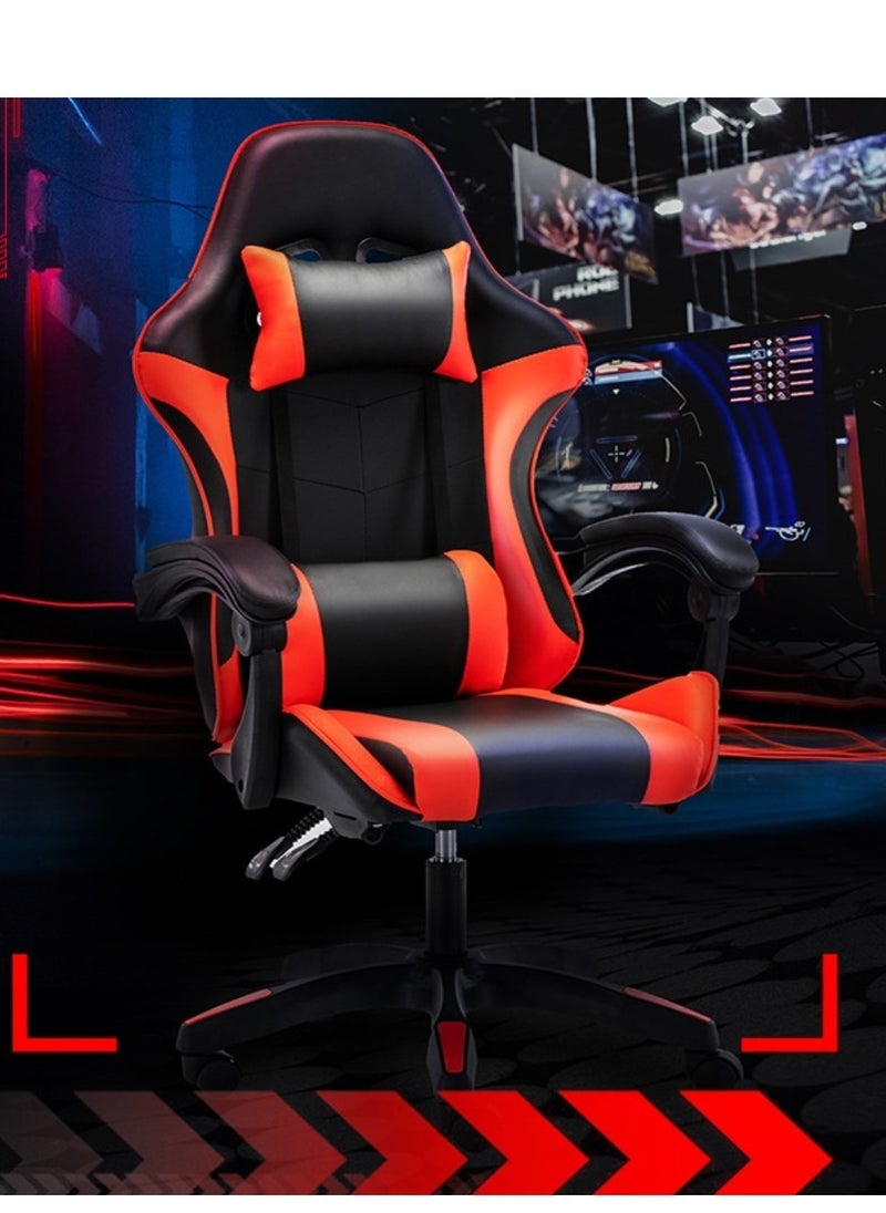 Adjustable Racing Gaming Chair, Ergonomic Design Lumbar High Back PU Leather with Comfortable Armrest and Headrest, Red/Black