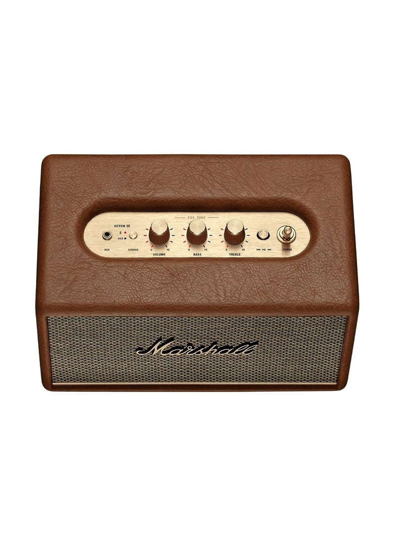 Acton III 60W Premium Home Wireless Speaker With Bluetooth 5.2 And Multiple Inputs Brown