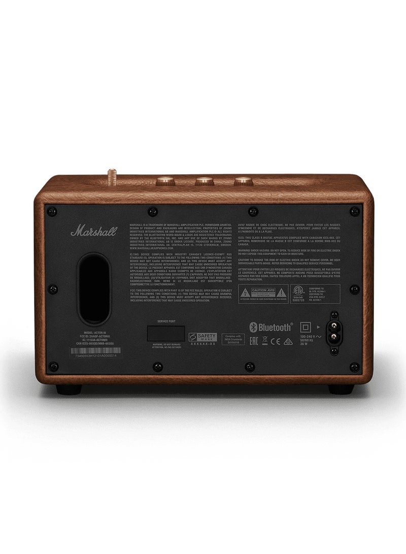 Acton III 60W Premium Home Wireless Speaker With Bluetooth 5.2 And Multiple Inputs Brown