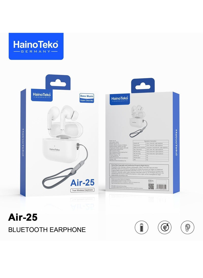 Haino Teko Air 25 True Wireless Bluetooth Earphones With Bass Rich Sound and Super Clear Microphone