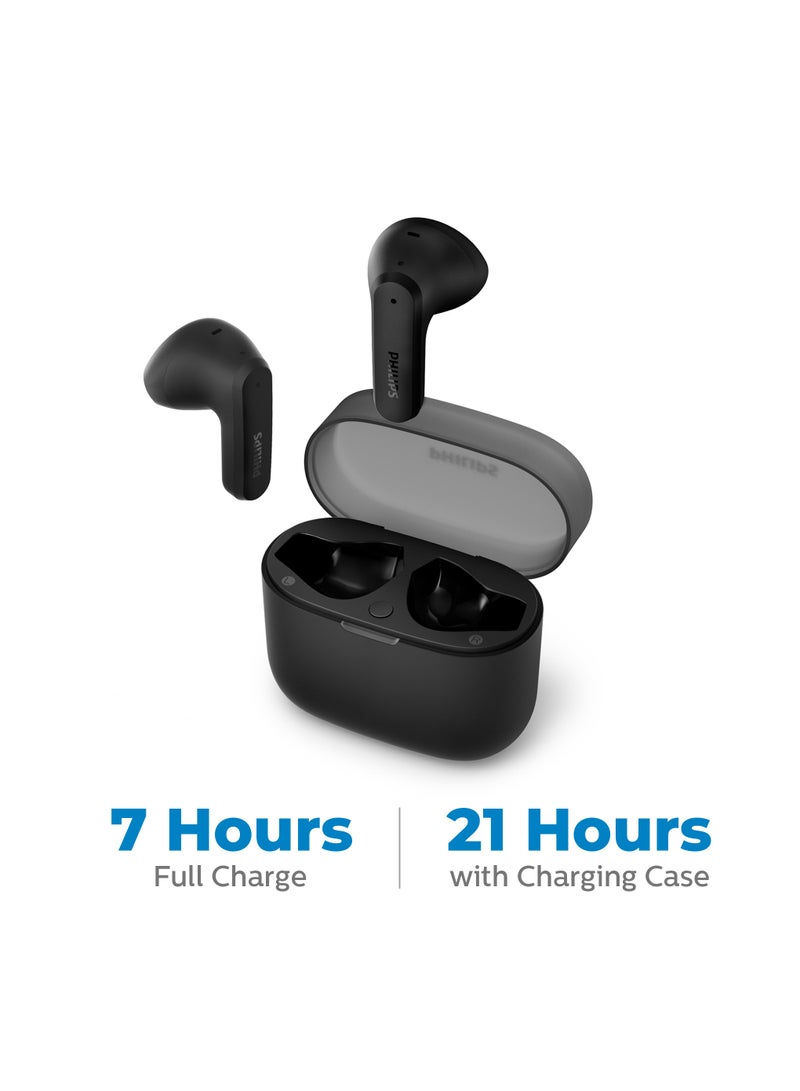True Wireless Earbuds, Dynamic Bass Pocket-Sized Charging case, Clear Calls, IPX4, 28 Hours Playtime Black