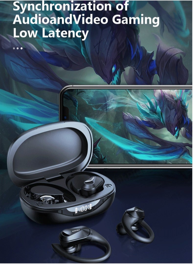 LP75 Bluetooth Earphones, Wireless Headphones LED Digital Display, Noise Reduction High Bass Sound In Ear Earbuds, Waterproof Durable Headsets With Built In Microphone, (1pc, Black)