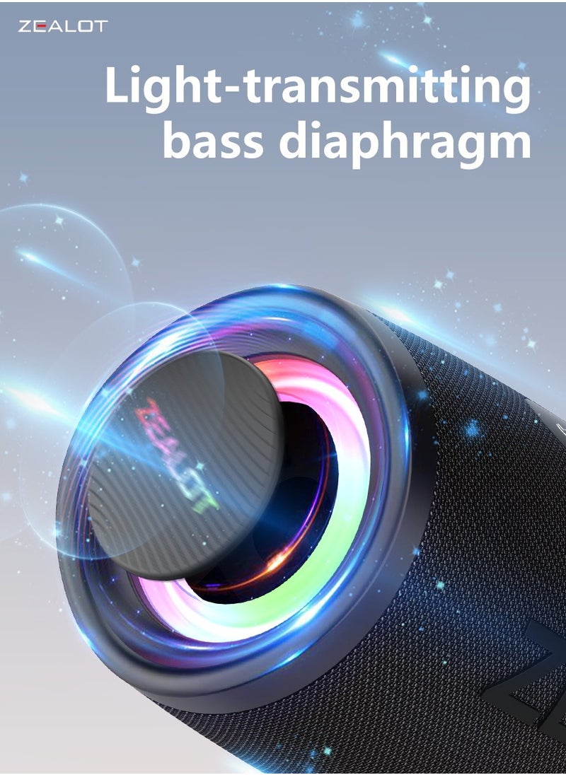 ZEALOT S56 40W Bluetooth Speakers, Outdoor Portable Subwoofer, EQ Mode Wireless Speaker, Dual Pairing, Waterproof IPX5 8000mAh Battery, 24 Hours Playtime Loud Stereo, Booming Bass For Outdoor/Home/Car