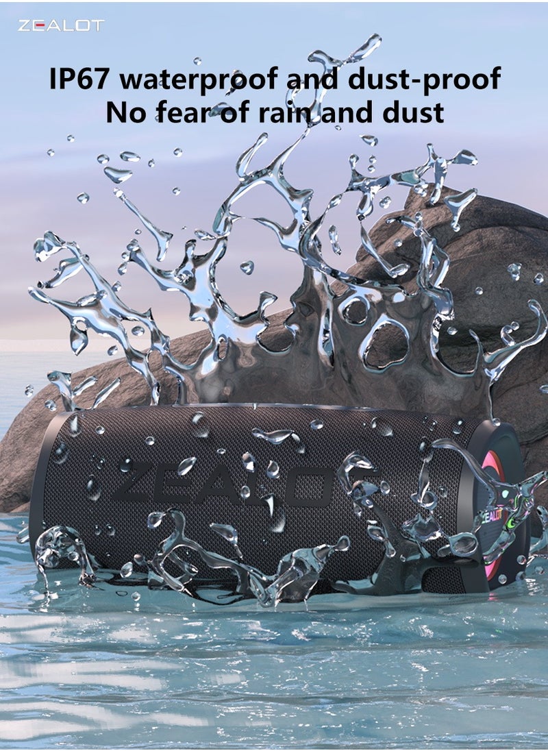 ZEALOT S56 40W Bluetooth Speakers, Outdoor Portable Subwoofer, EQ Mode Wireless Speaker, Dual Pairing, Waterproof IPX5 8000mAh Battery, 24 Hours Playtime Loud Stereo, Booming Bass For Outdoor/Home/Car