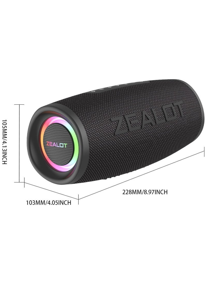 ZEALOT S56 40W Bluetooth Speakers, Outdoor Portable Subwoofer, EQ Mode Wireless Speaker, Dual Pairing, Waterproof IPX5 8000mAh Battery, 24 Hours Playtime Loud Stereo, Booming Bass For Outdoor/Home/Car