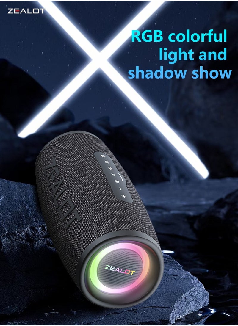 ZEALOT S56 40W Bluetooth Speakers, Outdoor Portable Subwoofer, EQ Mode Wireless Speaker, Dual Pairing, Waterproof IPX5 8000mAh Battery, 24 Hours Playtime Loud Stereo, Booming Bass For Outdoor/Home/Car